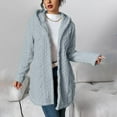 thumbnail image 4 of Levmjia Women Hooded Coat Fall Winter Warm Fashion Solid Color Long Sleeve Button Cardigan Casual Plush Tops Daily Wear Work Holiday, 4 of 9