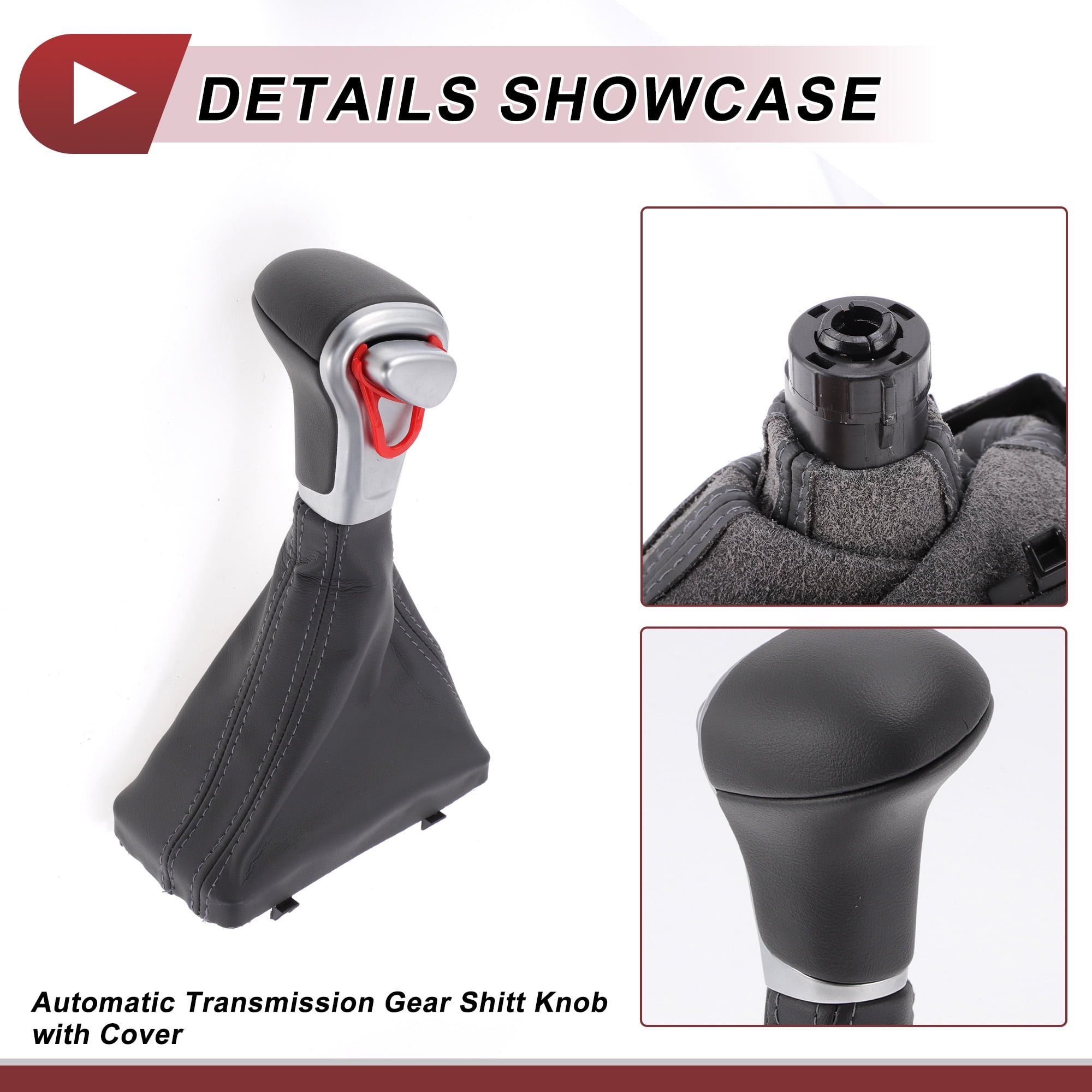 Unique Bargains Gear Shift Knob with Cover Automatic Stick Shifter Knob for Audi A4 2009-2014 Plastic Faux Leather Gray