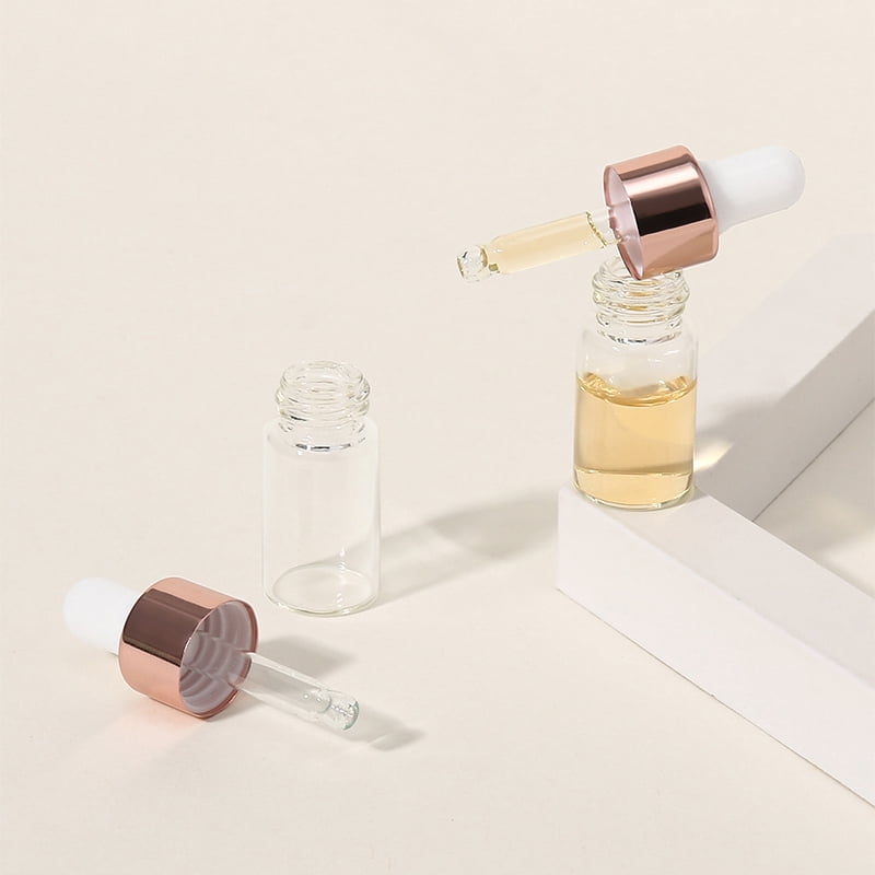 2Pcs 3ml Clear/Frosted/Red Emtpy Glass Dropper Bottles Mini Dropper Bottles for Traveling Essential Oils DIY Cosmetic Liquid