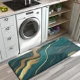 thumbnail image 3 of Teal Gold Wave Marble Pattern Kitchen Rug Mat,Kitchen Runner Rugs Non Skid Washable,Decorative Kitchen Floor Mats for Kitchen,Sink,Laundry,17"x47.2", 3 of 7