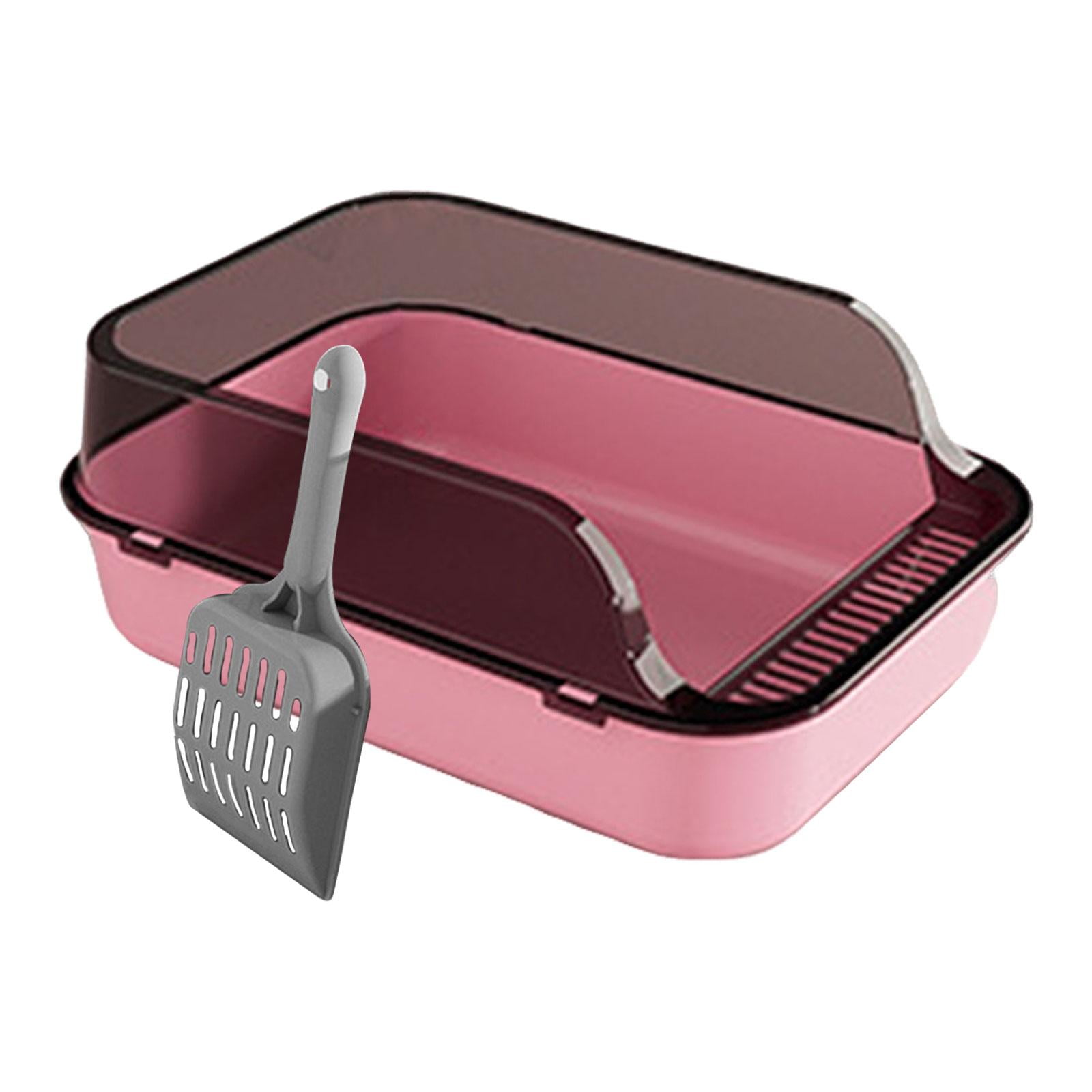 yotijay Cat Anti Splashing Kitty Litter Pan Detachable Semi Enclosed Portable Pink