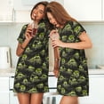 thumbnail image 4 of Fotbe Light Green Excavator Bata de Dormir para Mujer con Estampado, Camisón de Algodón de Manga Corta, Ropa de Dormir Casual, 4 of 6