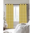thumbnail image 3 of Yellow Blackout Curtains 39 Inches Long for Bedroom, Country French Rustic Buffalo Plaid Modern Art Thermal Insulated Room Darkening Black Out Window Curtain Panels Grommet Drapes for Living Room, 3 of 8