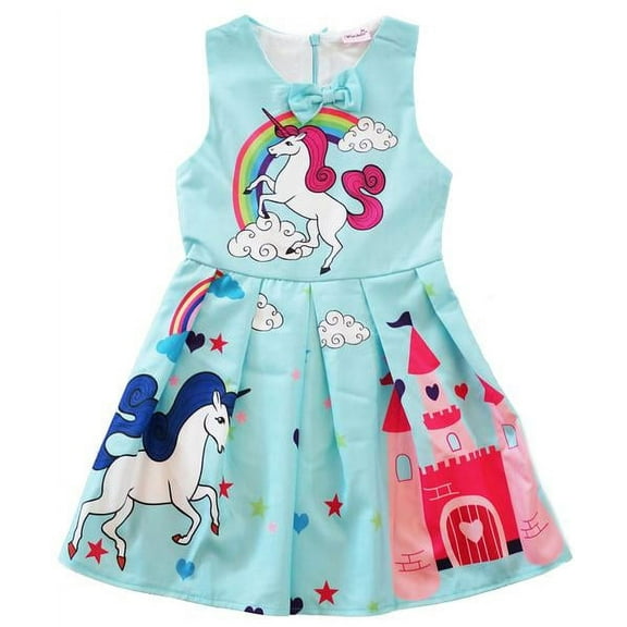 Wenchoice Blue A-Line Cotton Dress Girl'S L(5Y-6Y)