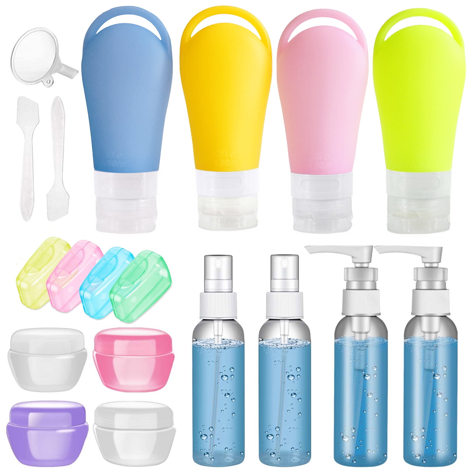 Koovon 21 Pack Leak Proof Silicone Travel Bottles Set, Containers for Toiletries, Travel Size Accessories and Shampoo Conditioner Bottles with Tags