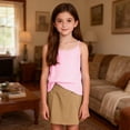 thumbnail image 4 of Miluxas Girls Striped Tank Tops Sleeveless Shirts Cotton Linen Crop Babydoll Top Pink 9 Years(140), 4 of 9