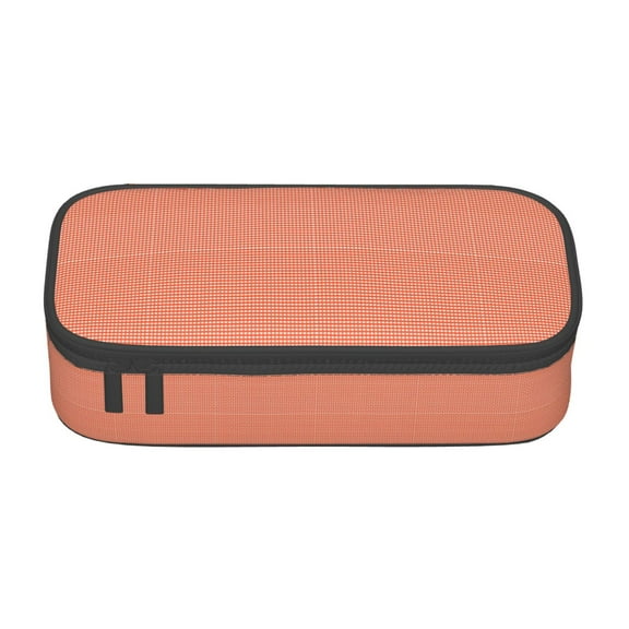 Goofa Orange Gingham Pattern Pencil Case, Multi- Slot Pencil Pouch, Portable Pencil Bag, Pen Case for& Office