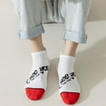thumbnail image 4 of NUZYZ 1 Pair Men Socks Low-cut Short Letter Print Color Matching High Elasticity Thin Sweat Absorption Soft Breathable Boat Socks, 4 of 8