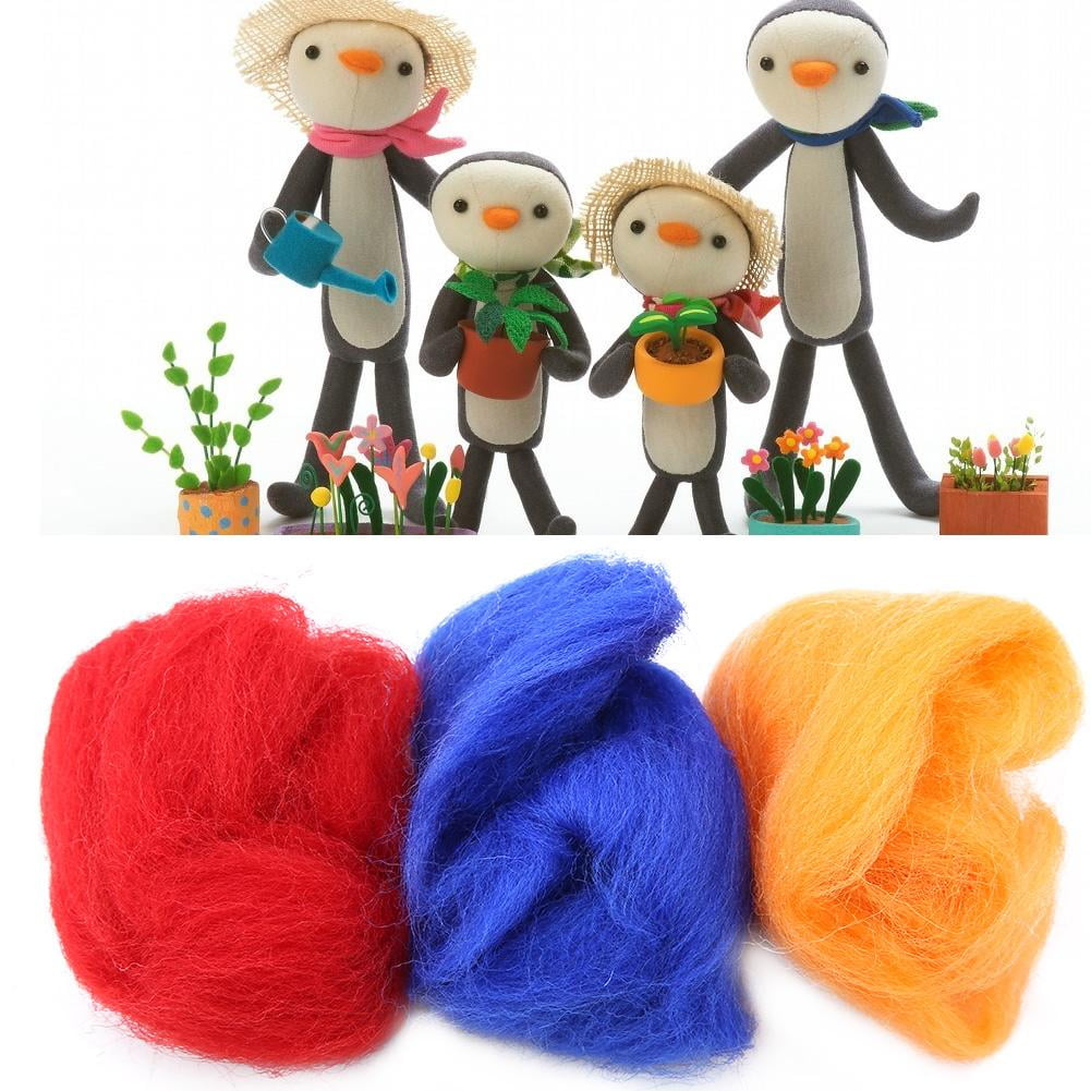 Fyydes Felting Materials,25 Colors Wool Roving Needle Felting Wool Kit for DIY Crafts Felting