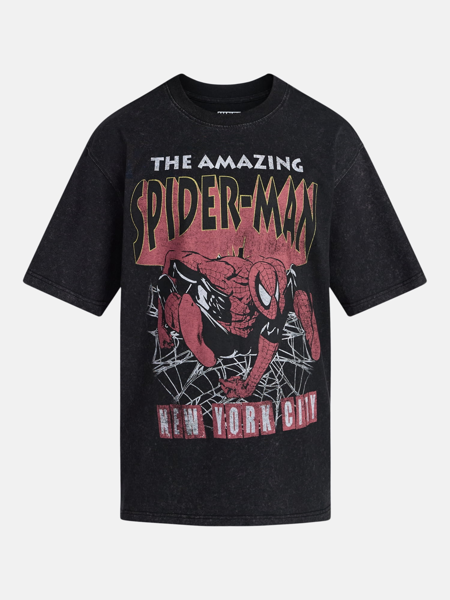 Spider-Man Men’s Oversized Front and Back Graphic T-Shirt with Short Sleeves, Sizes S-3XL