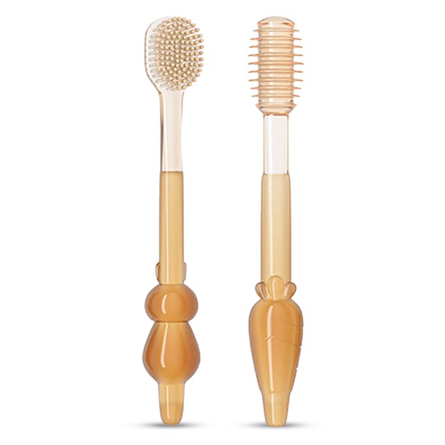 Cepillo de dientes portátil para bebés, cepillo para el cuidado de la lengua de recién nacidos con estuche de transporte, cepillos de dientes de mano para niños pequeños, Kit de regalos para niños Inevent HA009897-00B