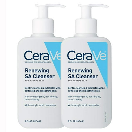 Cerave Salicylic Acid Cleanser | 8 Ounce, Pack Of 2 | Renewing Exfoliating Face Wash With Vitamin D For Rough And Bumpy Skin | Fragrance Free