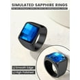 thumbnail image 3 of KeyStyle Created Sapphire Rings for Men Stainless Steel Statement Ring with Blue Topaz Birthstone Signet Ring Birthday Gemstone Jewelry Father Day Anniversary Gift for Husband, 15mm Created Sapphire, 3 of 9