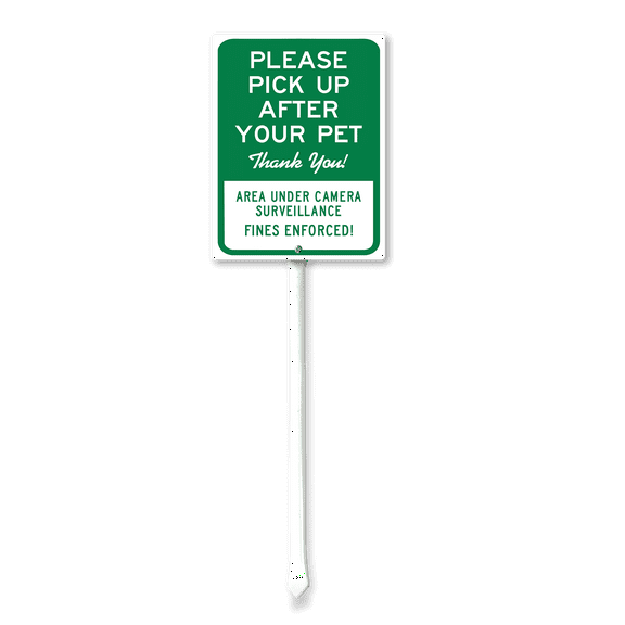 Eveokoki Please Pick Up After Your Pet Yard Sign with Metal Stake Aluminum No Poop Yard Signs for House Lawn, Protect Your Grass & Property 8x12 inches