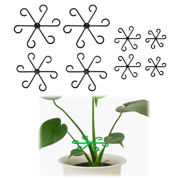 Uxcell 8pcs Plant Stem Support 4 Sizes Climbing Houseplant Stem Holder Stakes Reusable Flower Trellis Plant Stand for Outdoor Indoor, Black