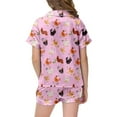 thumbnail image 4 of Rhuody Pajamas For Girls Animal Chicken Pattern Short Sleeve Button Down Sleepwear Shorts Set Sleepwear Outfits Adorable Wear Pink 6-7 Years, 4 of 4