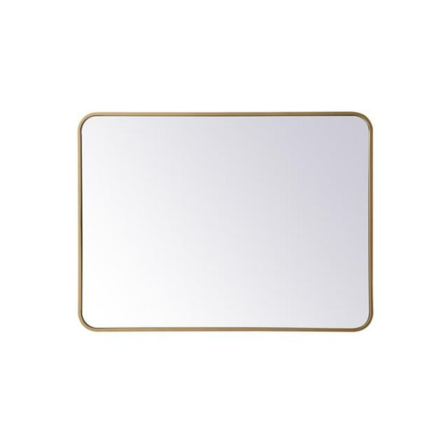 Living District MR802736BR 27 x 36 in. Soft Corner Metal Rectangular Mirror, Brass