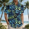 thumbnail image 4 of Felirenzacia Hawaiian Shirt For Man - Funky Blue Tropical Plants Print Short Sleeve Button Down Beach Shirt Casual Cuban Guayabera Shirt, 4 of 5
