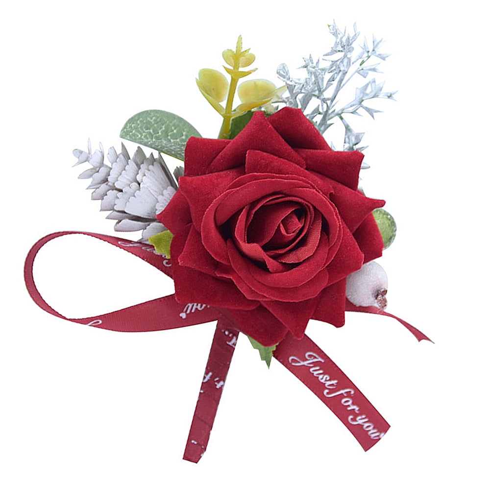 NUOLUX 1Pc Artificial Flower Corsage Lint Simulation Brooch Chinese Style Rose Bowknot Wrist Flower For Wedding Bridesmaid Bride - Walmart.com