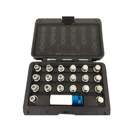 Wheel Nut Socket Set (TEMO 21 pc Wheel Lock Lugnut Anti-theft Lug Nut Screw Removal Key Socket Set For BMW with 1/2 inch (12.7mm) Socket)