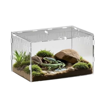 Reptile Breeding Tank 12 * 8 * 6 inch, Acrylic Enclosure with Magnetic Lock, for Lizards Hermit Crab,Iguana, Thickened Escape-Proof Design