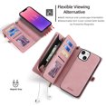 thumbnail image 3 of Allytech Detachable Magnetic Wallet Case for iPhone 13 with Wrist Strap, Large Capacity Luxury PU Leather Card Slots Zipper Cash Pocket Shockproof Protective Wallet Case - Pink, 3 of 8