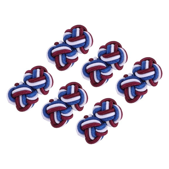 Uxcell 3 Pairs Silk Knot Cufflinks, Elastic Fabric Shirt Cufflinks, Twist Knot Dress Accessories Cuff Link for Men, Women, Business, Gift, Wedding, Blue-White-Purplish Red