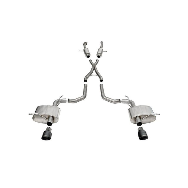 Corsa Performance Exhaust System Kit 21195BLK Sport Cat Back System; Stainless Steel; With Mufflers; 2-3/4 Inch Pipe Diameter; Dual Exhaust With Dual Exit; Dual Rear Exit