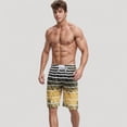 thumbnail image 4 of Men's Striped Swim Trunks with Adjustable Waistband and Lightweight Quick-Dry Fabric for Active Comfort - Large, Yellow, 4 of 7
