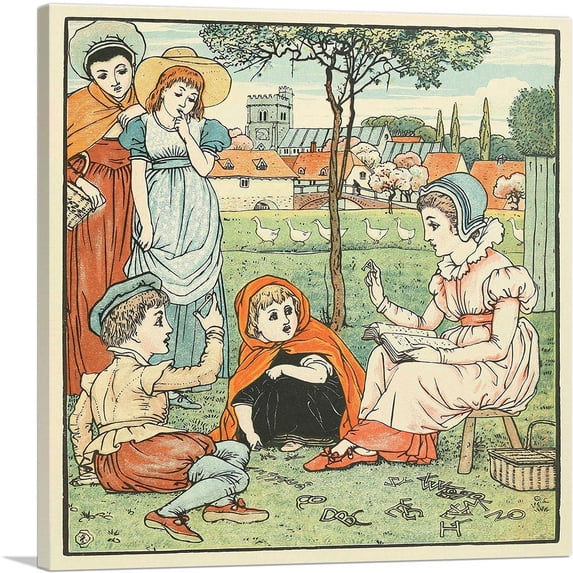 ARTCANVAS Wooden Letters Canvas Art Print by Walter Crane - Size: 12" x 12" (0.75" Deep)