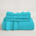 thumbnail image 3 of DNG Creations 5 Piece Double Ruffle Duvet Cover With Zipper Closure ( Solid Turquoise Blue ) All-Season 100% Egyptian Cotton, 800 Thread Count ( Oversized Queen - Size ), 3 of 6