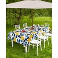 thumbnail image 4 of Outdoor Tablecloth with Umbrella Hole and Zipper Lemon Tablecloths 60x84 Waterproof Outside Table Cloths Floral Fruit Blue Leaf Patio Table Cloth Cover for Outdoor Tables Picnic Garden Party, 4 of 6