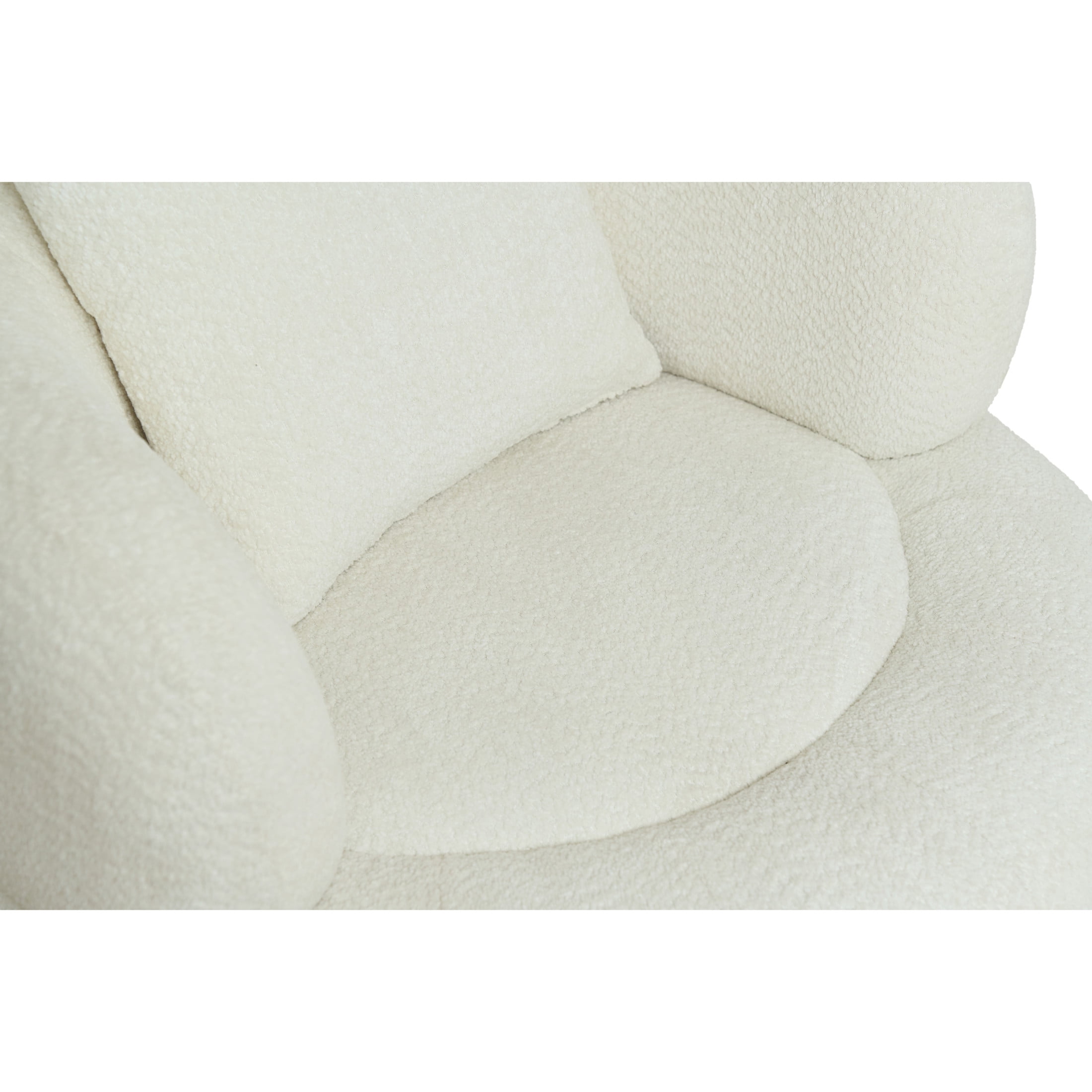 Noble House Kilby Nordic 36" Chenille Bucket Accent Chair with Ottoman, Lazy Lounge Club Chair for Living Room, White