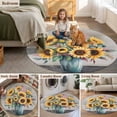 thumbnail image 5 of Sunflowers Round Area Rug 8Ft Washable Large Circle Rugs for Living Room Dorm, Spring Botanical Yellow Floral Vases Retro Non-Slip Carpet Floor Mats Indoor Outdoor Carpet Runner Aesthetic Home Decor, 5 of 8