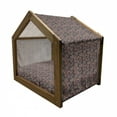 thumbnail image 2 of Ethnic Pet House, Oriental Image with Floral Swirls and Leaves Art Image, Outdoor & Indoor Portable Dog Kennel with Pillow and Cover, 5 Sizes, Dark Blue Grey Vermilion, by Ambesonne, 2 of 5