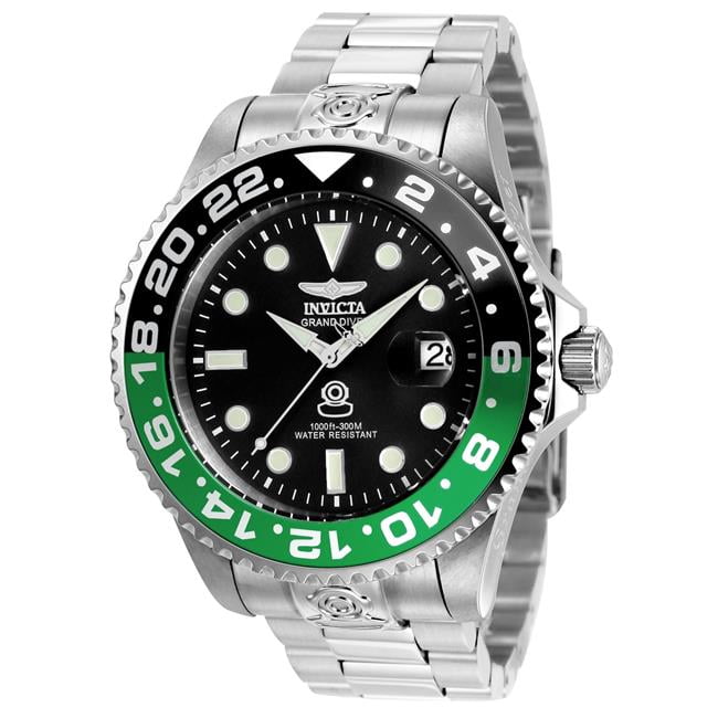 Invicta Men s 20203 Grand Diver Blue Dial Black and Dark Blue Silicone Strap Automatic Dive Watch Walmart