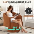 thumbnail image 3 of MOONMISS Oversized Chenille Swivel Barrel Accent Chair,Modern Comfy Round Arm Upholstered Armchair for Living Room,Caramel, 3 of 8