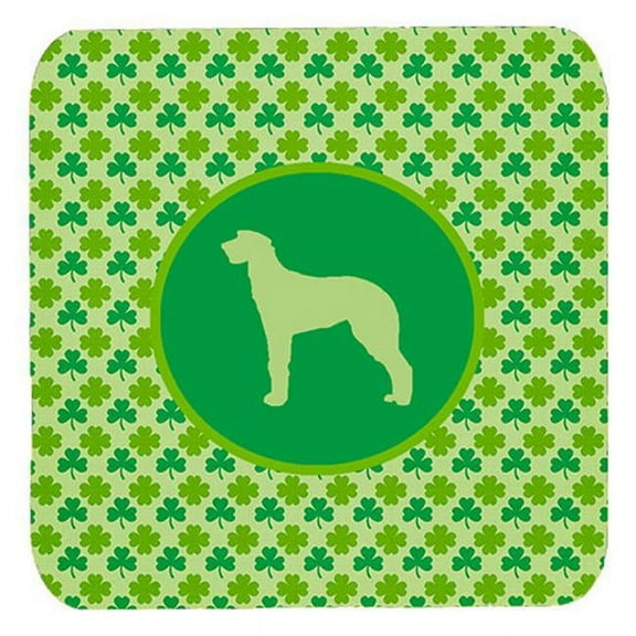 Scottish Deerhound Lucky Shamrock Foam Coasters, Set Of 4