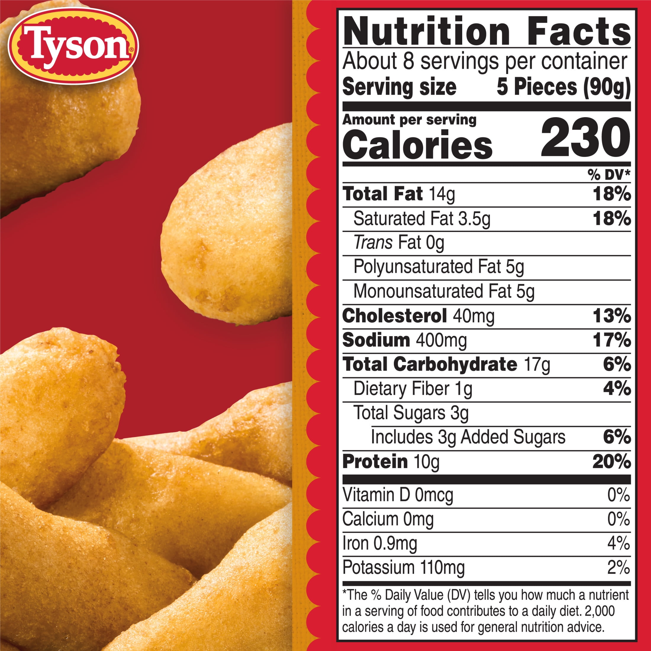 Tyson Honey Battered Breast Tenders, 25.5 oz (Frozen, Fully Cooked)
