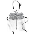 thumbnail image 1 of Dragonfly Apron, Detailed Sketchy Outline Top View of Winged Insect Graphic, Unisex Kitchen Bib with Adjustable Neck for Cooking Gardening, Adult Size, Charcoal Grey and White, by Ambesonne, 1 of 4