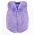 thumbnail image 4 of Ayolanni Women's Faux Fur Vest Solid Sleeveless Open Front Jackets Cropped Warm Winter Outerwear with Pockets Purple XXXL, 4 of 5