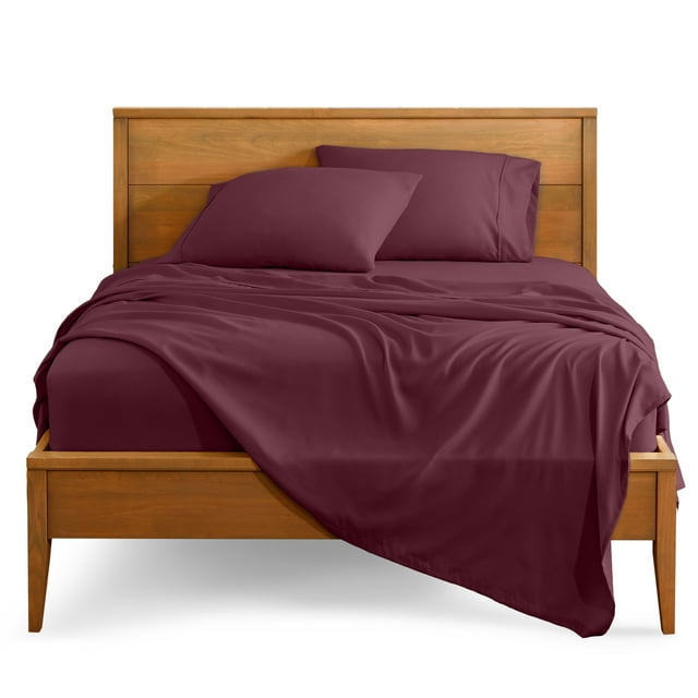 Bare Home Premium 1800 Collection 3-Piece Bed Sheet Set, Twin-XL, Burgundy