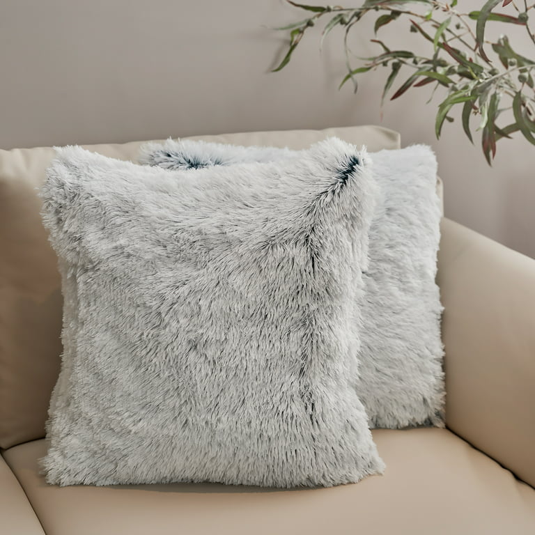 Cheer Collection Shaggy Long Hair Throw Pillows - Super Soft and Plush Faux  Fur Accent Pillows - 20 x 20 inches - Set of 2 