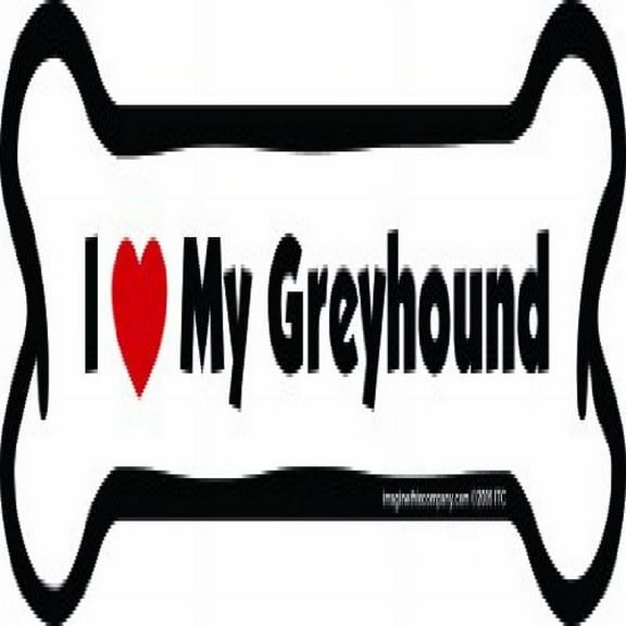 Imagine This Company I Love My Breed Bone Shaped Pet Magnet; Removable Magnets for Cars, Fridges, Lockers & More, Stylish Pet Inspired Car Accessories, 2 x 7 inches, 1 Item, White/Black, Greyhound