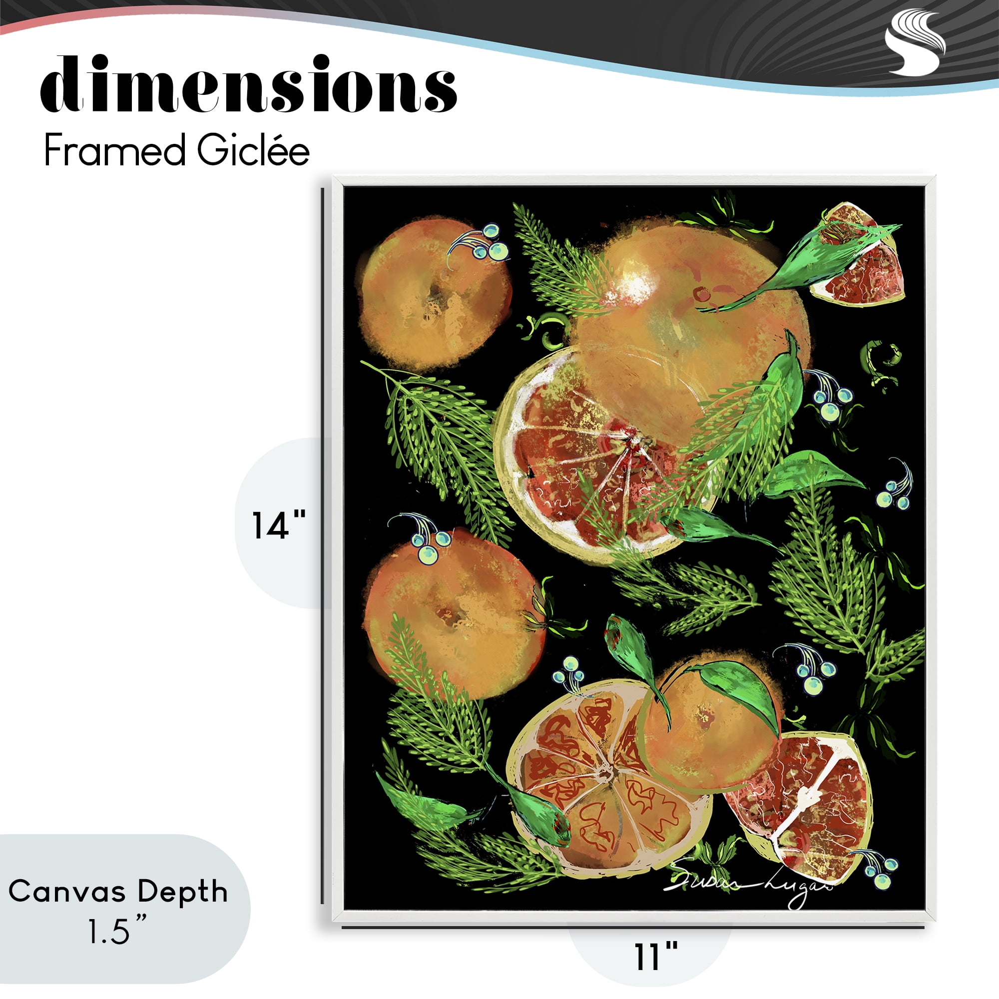 Stupell Industries Grapefruit & Ferns Medley White Framed Giclee Art, design by Susan Lugar