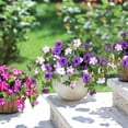 thumbnail image 3 of TETOU 2Pcs Artificial Fake Flowers , Faux Petunias Silk Flower UV Resistant No Fade for Spring Home Garden Balcony Yard Porch  Indoor Outdoor Decoration(Purple White), 3 of 10