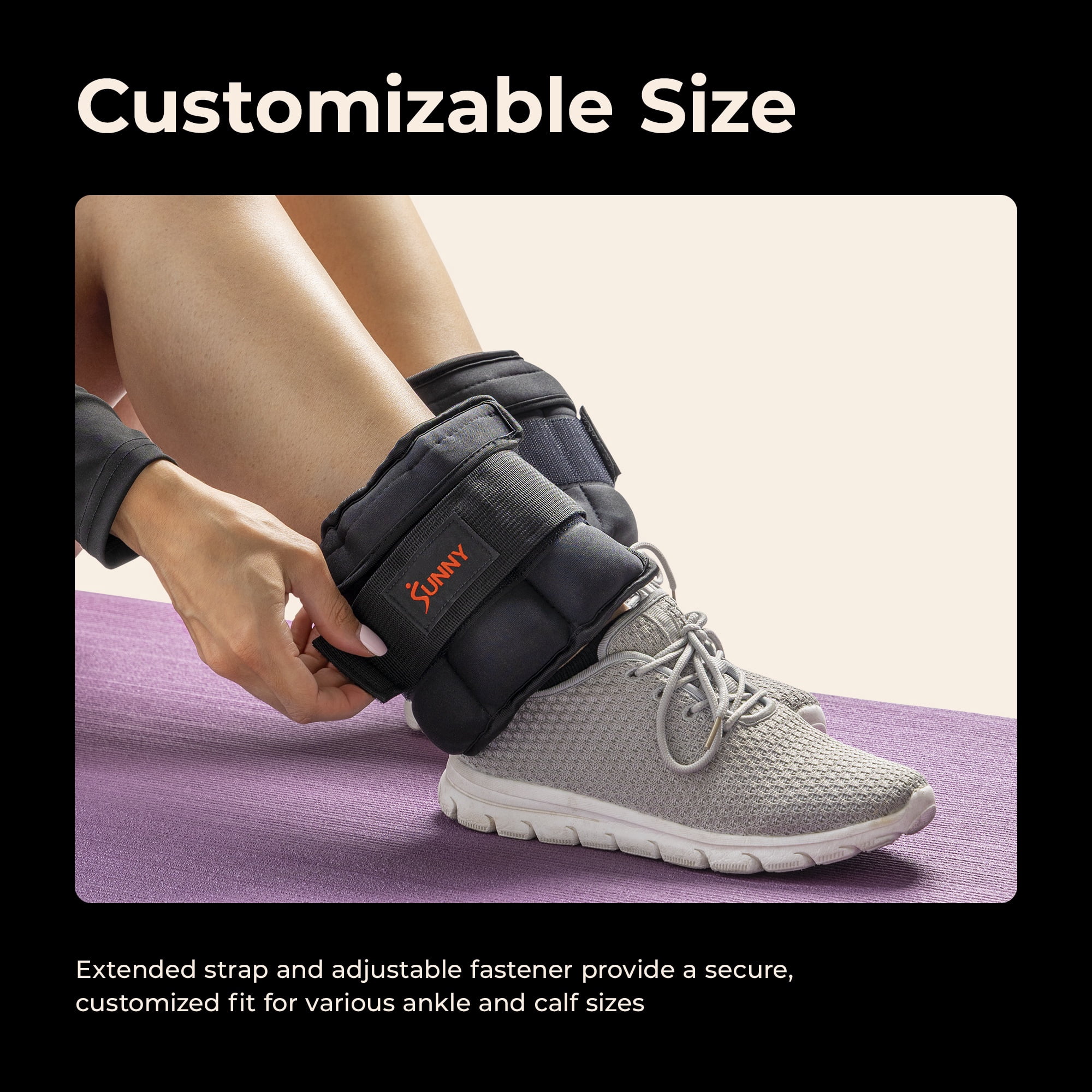 Sunny Health & Fitness Adjustable Ankle Weight 5-Pound (Pair) - SF-WA02-BK