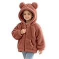 thumbnail image 6 of Besolor Toddler Girls Winter Fuzzy Sherpa Hoodies Fleece Thermal Warm Long Sleeve Sweatshirts Zip up Jackets with Pockets(1-2 Years,Brown), 6 of 6