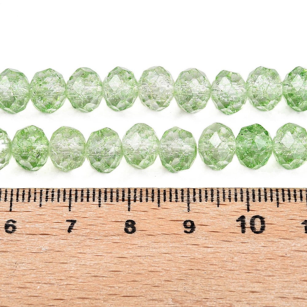 Transparent Glass Beads Strands Faceted(32 Facets) Rondelle Pale Green 6x5mm Hole: 1mm about 80~85pcs/strand 38~40cm
