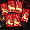 thumbnail image 1 of Miogawg Enveloppes Rouges avec Paquets d'Argent Cheval pour l'Année du Cheval 2026 Hong Bao Pochettes Rouges, 1 of 6